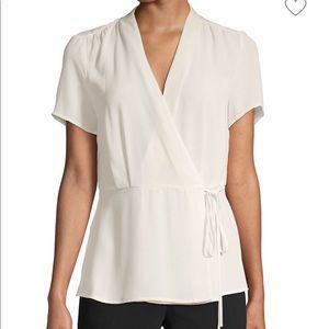 Karl Lagerfeld Paris Short-Sleeve Wrap Blouse - Large